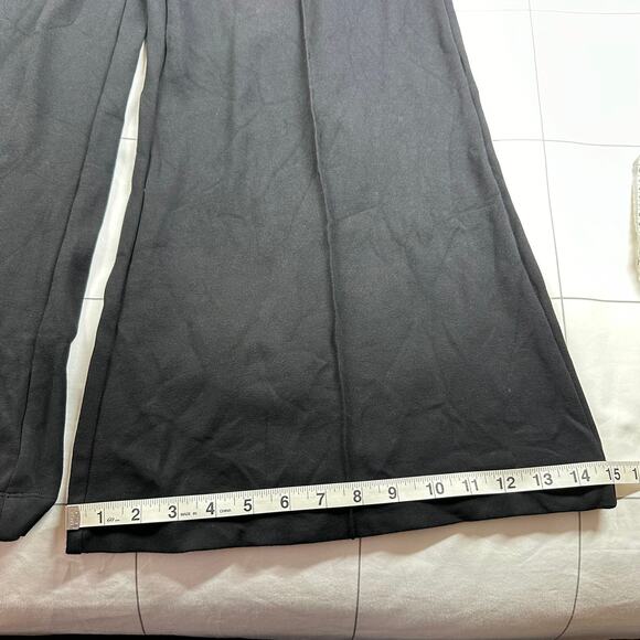 Quince Pants Women Medium Black Ponte Knit Super Wide Leg Ultra Stretch Side Zip - Picture 13 of 13